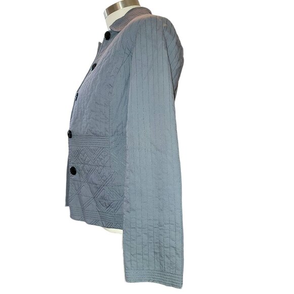 Sigrid Olsen Quilted Jacket Spring Coat Slate Blue Cotton Woman's Size XS JJ3487 - Picture 3 of 8